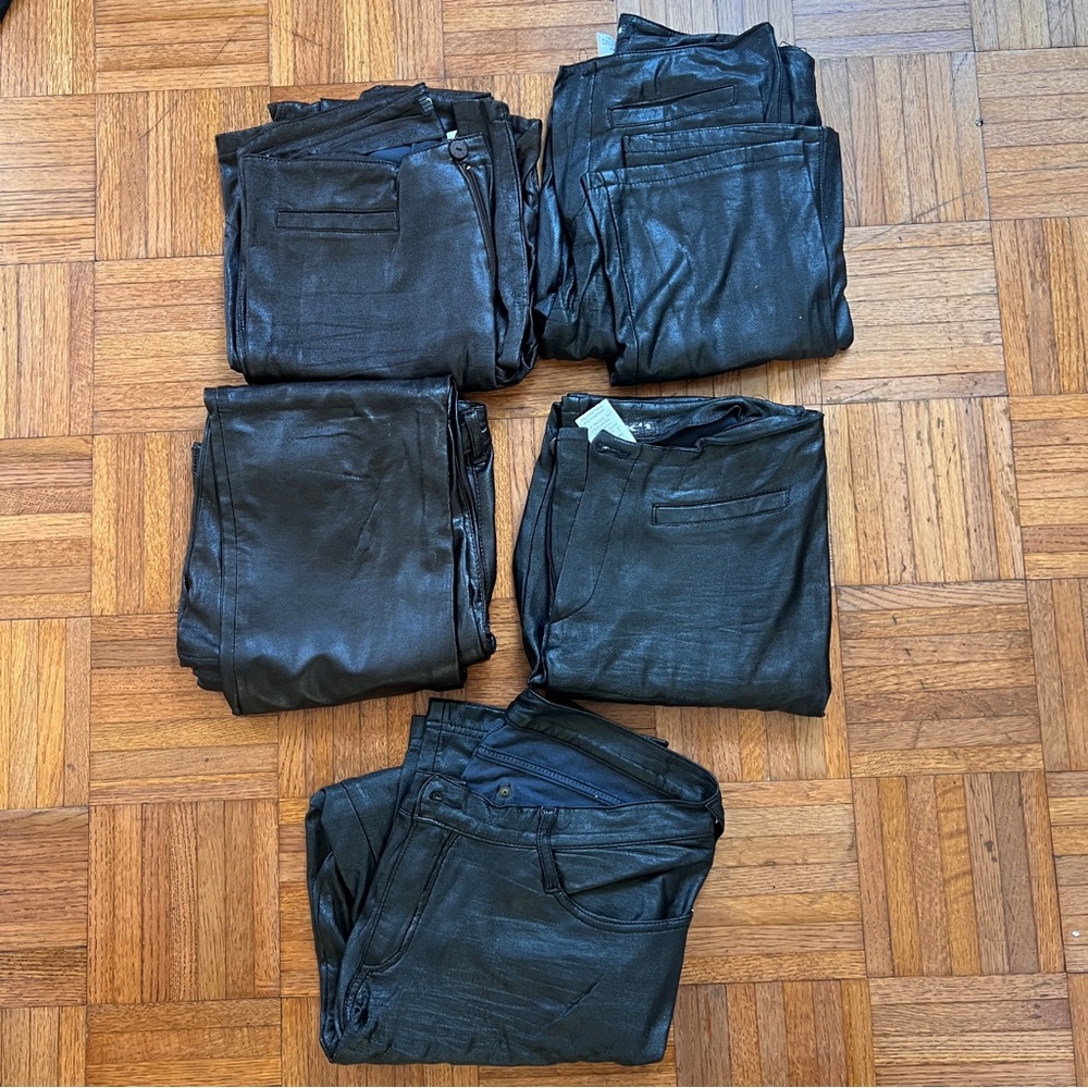 Lot of 5 Tark’1 faux leather pants.  Black and brown